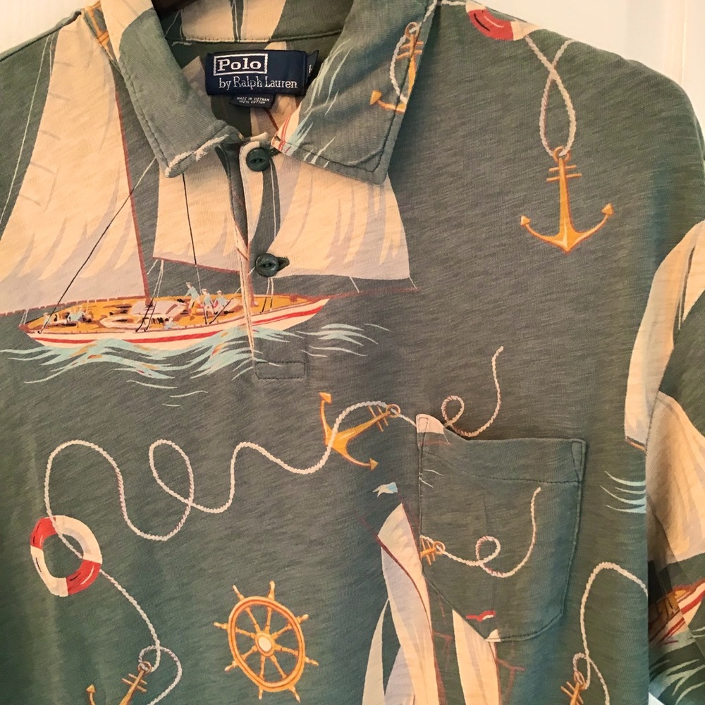 Ralph Lauren beautiful sailboat theme polo, size Large